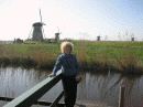 Sandy with Dutch windmills